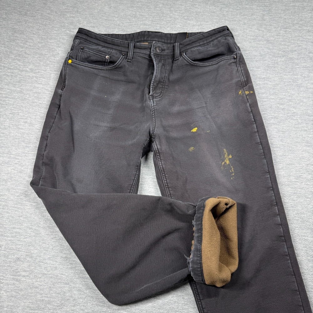 CAT Pants Men 36x32 Black‎ Fleece Lined Insulated Work Rugged Canvas Stretch